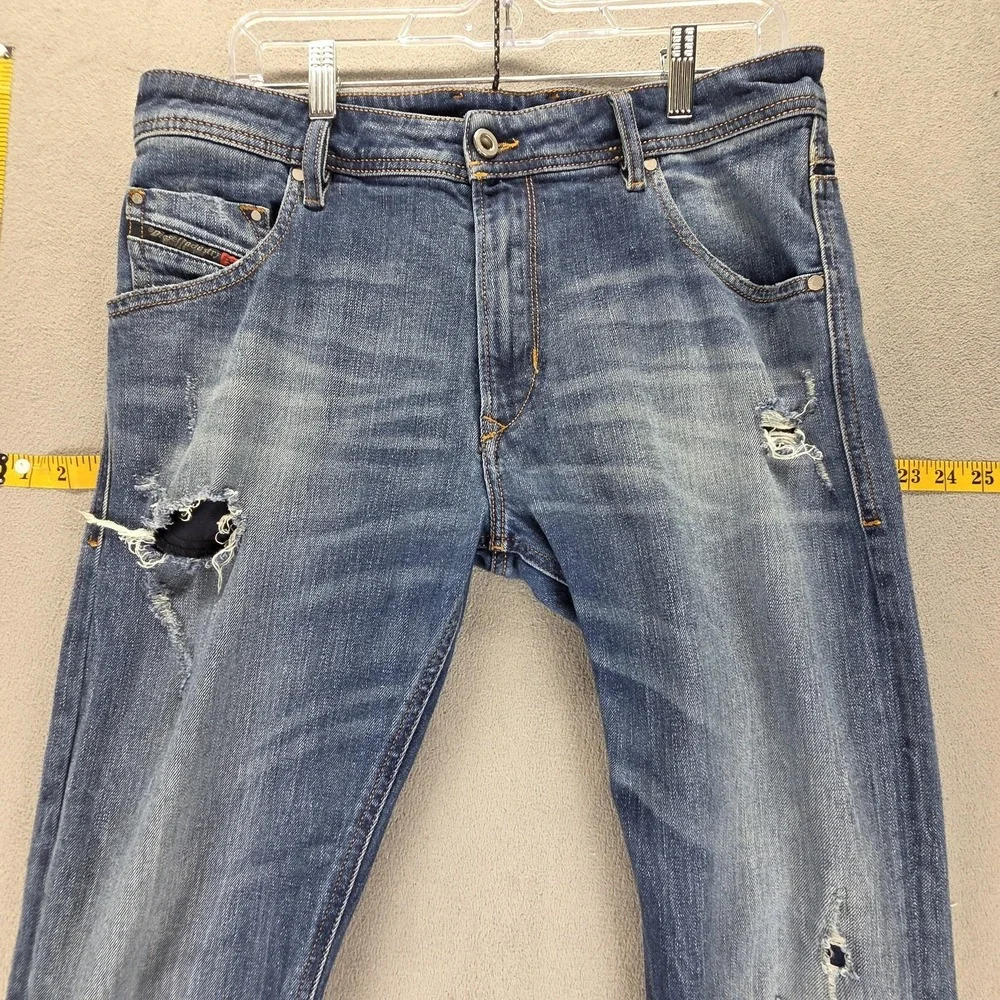 Diesel Jeans Mens 31x30 Blue‎ Krayver Regular Slim Carrot Thrashed R6DZ4